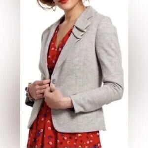 NWOT Anthropologie Elevenses Wool Blend Grey Cropped Blazer Size 6